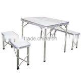 Outdoor Aluminum Portable Garden Picnic Table With Two Long Beach thumbnail-1