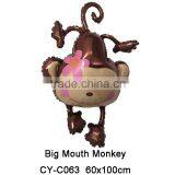 Big Mouth Monkey Shaped Animal Shaped Mylar Balloon Inflatable Toys Cute Monkey thumbnail-1