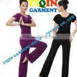 High Quality Gym Wear Lotus Leaf Short Sleeve Sexy Ladies Gym Wear Yoga Wear thumbnail-1