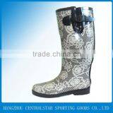 New Style Ladies Fashion Jelly Boots , Flat Rubber Rain Shoes SS-058