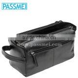 Double Flap Zip Design Travel Cosmetic Bag Leather Wash Bag for Men thumbnail-1
