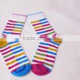 In Stock Item Women Colorful Rainbow Stripe Dress Cotton Socks
