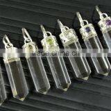 CRYSTAL QUARTZ 7 CHAKRA POINT PENDANT SET : CHAKRA CABACHONE PENDANT POINT SET : CHAKRA PENDANT thumbnail-1