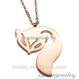 High Quality Rose Gold Plated Stainless Steel Fox Head Pendant Necklace