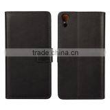 Plain Wallet Genuine Leather Case Cover For Sony Xperia Z4 thumbnail-2