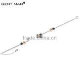 Women Stainless Steel Chain Bracelet With Black and Gold Beads thumbnail-1