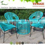 Turquoise Color Small Round Rattan Acapulco Chair and Table thumbnail-1