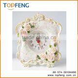 Petite Floral Alarm Clock Fashion Vintage Home Rustic Alarm Clock Rose Small Alarm Clock Furnishings Carved Resin Table Clock thumbnail-1