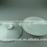 AB Grade Porcelain Stock White Ceramic Cookware Pot With Lid , Ceramic Stew Pot, Round Small Turren thumbnail-4