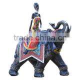 New Polyrsesin Resin Fabric African Lady on Elephant Gifts thumbnail-4