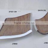 Cast Metal Bowl With Wood Style Enamel Made in Cast Aluminium