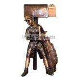 Bronze Foundry Cast Bronze Golfer Caddy Mailbox Statue for Home Decor thumbnail-1