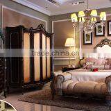 New Arrival Luxurious Solid Wood Golden Carving King Size Bed With Elegant Cream Color Fabric Tufted Headboard BF11-03294c thumbnail-6