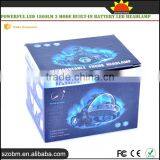High Power Long Range 1800Lm Headlamp 3 Mode Rechargeable Led Headlamp Camping Light thumbnail-6