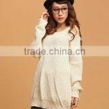 OEM Ladies Fashion Long Sleeve White Sexy Knitting Woman Sweater thumbnail-1