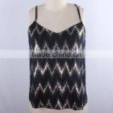 New Arrivals Gold Foil Print Manufacturing Fashionable Top Ladies Stripe Top thumbnail-1