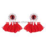 Bohemian Jewelry Big Crystal Gems With Tassel Drop Earrings for Women thumbnail-3