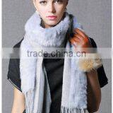 CX-B-P-21 Women Fashion Cashmere Pashmina Shawl With Fur Trim thumbnail-5
