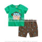 Children clothing hot sale100%cotton o -neck Shortsleeve T-shrit set