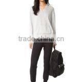 V-neck Hooded Sweatshirt for Woman Soft Light Cotton With Front Pocket Women Spring Thin Fleece thumbnail-1