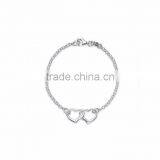 Silver Plated Designer Double Heart Bracelet thumbnail-1
