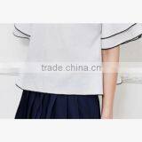 F20042B European Style Lady Solid Color Casual t Shirt Women Loose Chiffon Tops thumbnail-3