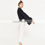 Peg-leg Trousers Cotton White Pants for Women thumbnail-2