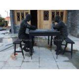 Garden Decor Abstract Brozne Lady Playing Piano Sculpture thumbnail-3