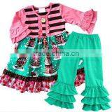 CH00181YIWU BOYA Cotton Milk Silk Dresses Gingerbread House Pattern Kids Clothes Wearing Boutique Dresses thumbnail-1