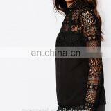 100% Polyester Lace Mock Neck Blouse for Ladies thumbnail-5
