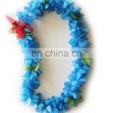 New Hawaiian Silk Flower Lei Blue Color thumbnail-1