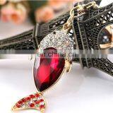 Gold Plated Alloy Metal Shine Crystal Fish Custom Keychain thumbnail-2