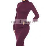 Women's Stretch Slim Turtleneck Knit Dress European and American Fashion Bottoming Sweater Long Skirt thumbnail-2