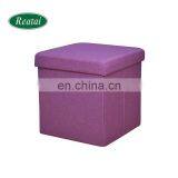 Reatai High Quality Cube Square Linen Fabric Foldable Ottoman Storage Box for House thumbnail-5