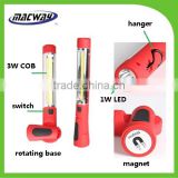 Magnetic 1w+cob led work light with hanger