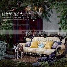 European Luxury Antique Genuine Leather Living Room Sofa Set Living Room Furniture thumbnail-2