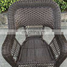 Hot Sale Outdoor Rattan Wicker Steel Arm Chair Dining Chair With Cushion, Brown thumbnail-4