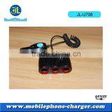 DC 12-24V Car cigarette lighter plug with 3 power socket and 3 USB ports