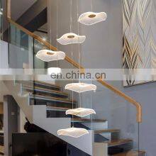 Lotus Leaf LED Pendant Light Golden Housing Acrylic Loft High Ceiling Staircase Indoor Modern Lotus Leaf Hanging Lamp