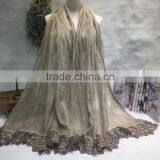New Arrival Embroidery Lace Flower Brim Matching Fashion Women Lady Scarf