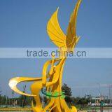 Stainless Steel Roundabout Yellow Shiny Sculpture thumbnail-1