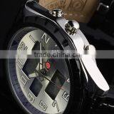 MR008 Brand New Mens Man Design Army Military Gold Color Face Analog Digital Multi Function Sport Leather Wrist Watch thumbnail-4