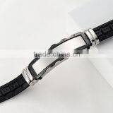 Black Color Custom Shape Silicone Bracelets for Men thumbnail-3