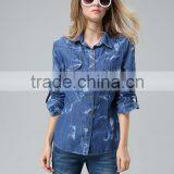 High Quality Garment Factory Wholesale Extra Long Shirt Dress Long Sleeves Wholesale Button Down Maxi Long Denim Dress thumbnail-4