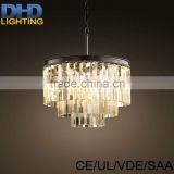 Clear K9 crystal iron vintage chandelier E14 edison indoor decorative industrial lighting fixture