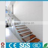 YUDI Customized Frameless Glass Solid Wooden Straight Floating Stairs Manufacture thumbnail-4