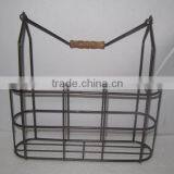 Vintage French Metal Wire Bottle Carrier thumbnail-1