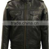 Classic Diamond Motorcycle Biker Brown Distressed Vintage Real Leather Jacket thumbnail-1
