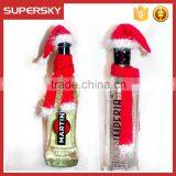A-827 Knitting Christmas Wine Cozy Toppers Wine Santa Hat and Scarf Set Knitting Christmas Wine Bottle Topper thumbnail-4