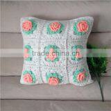 Handmade White Crochet Cushion With Flowers thumbnail-2